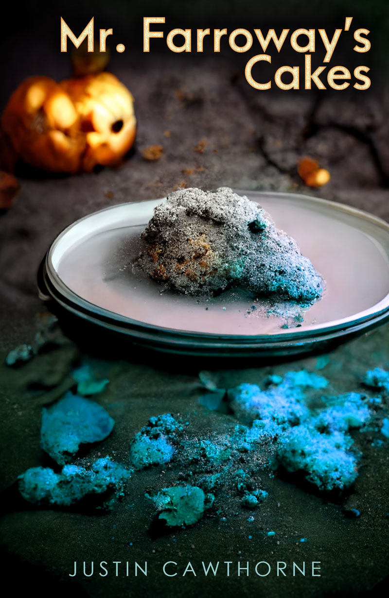 Mouldy halloween cake sitting on a plate