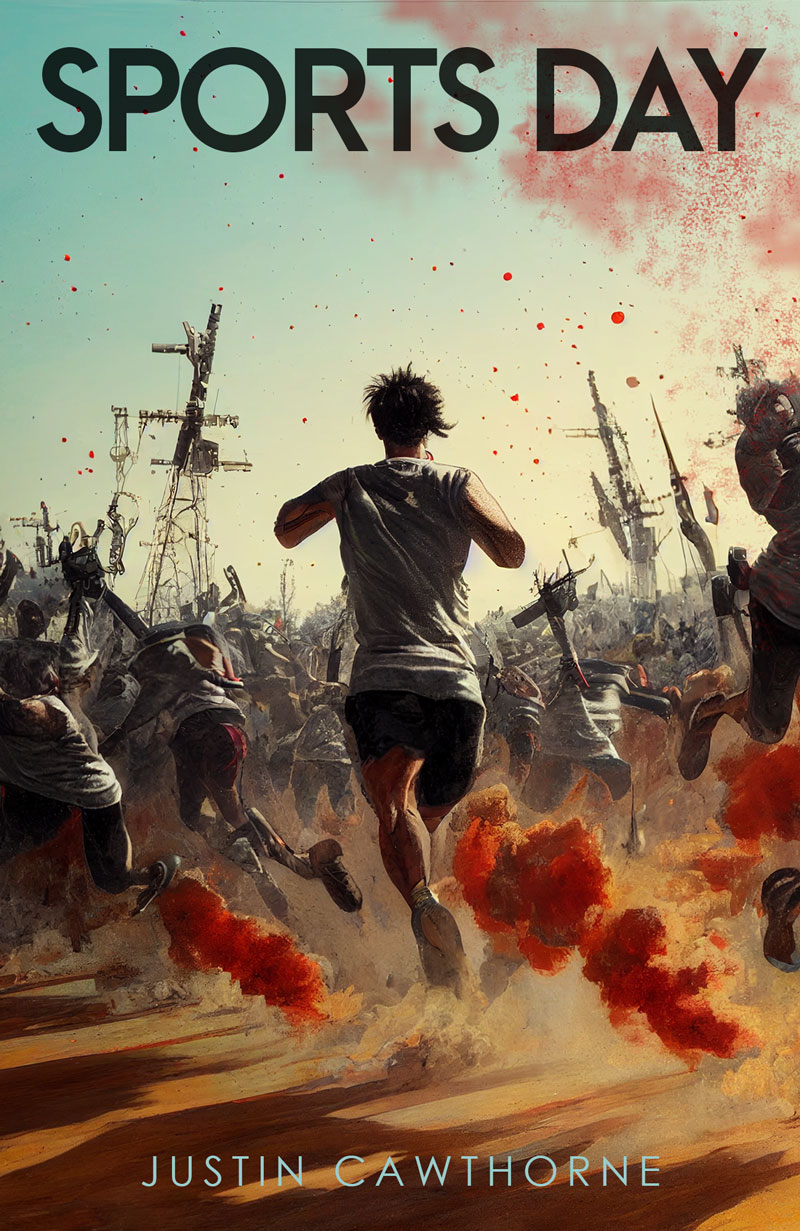 person running in a battlefield